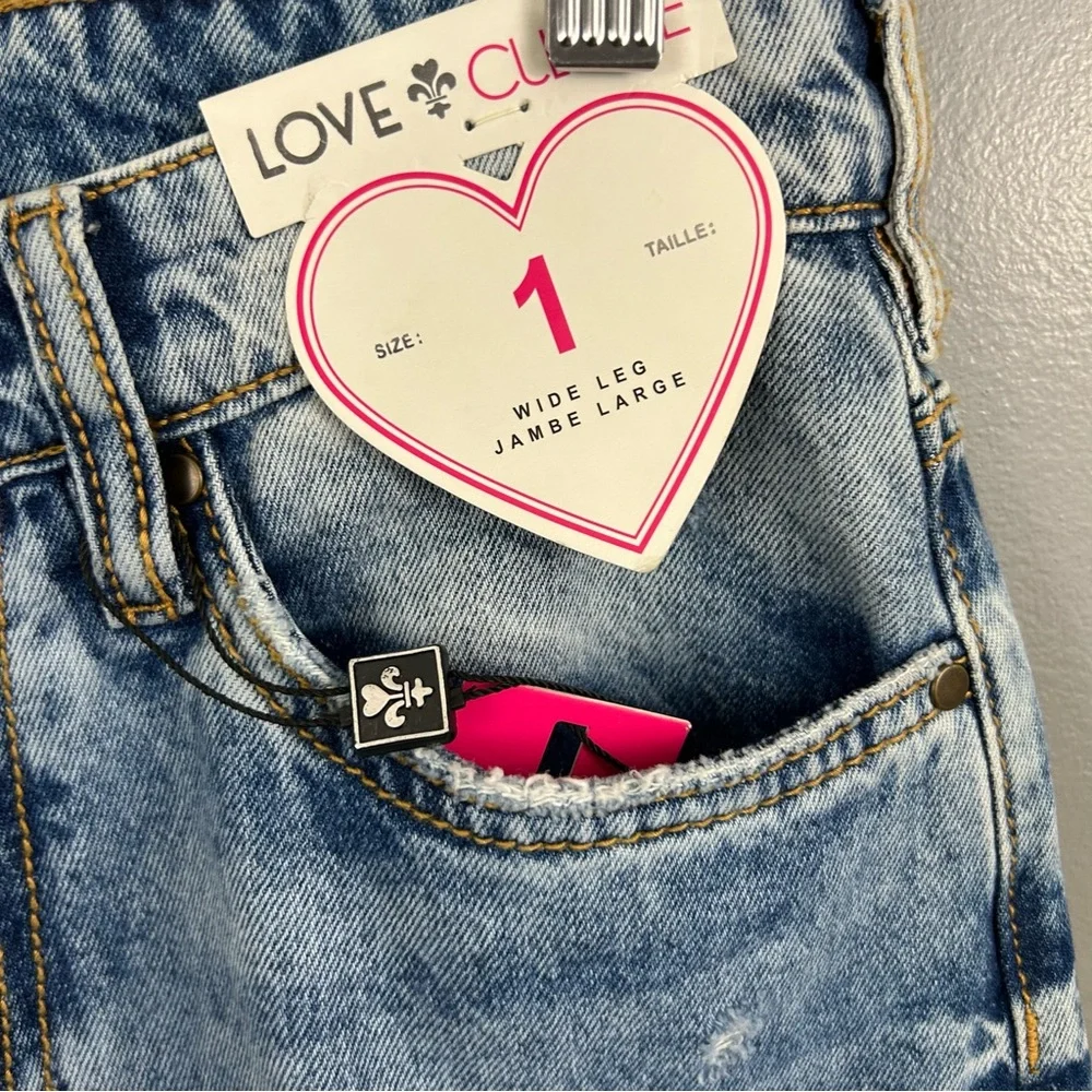 NWT Love Culture Wide Leg Distressed Celine Jeans Size 28 - Picture 5 of 11